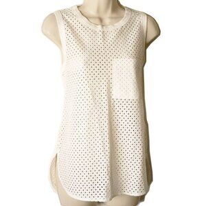 Banana Republic Lace Tank Top S Ivory Sleeveless Nylon Cotton Mesh Spring 2015